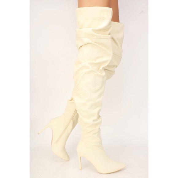 Beige over the knee slouch Boots - Picture 5 of 8